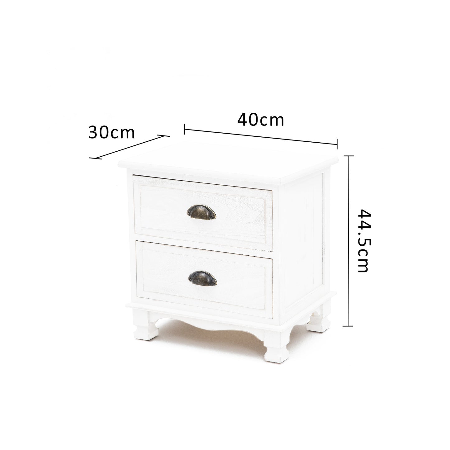 2X Bedside Table 2 Drawer Vintage Side Table Storage Cabinet Bedroom LYDIA WHITE