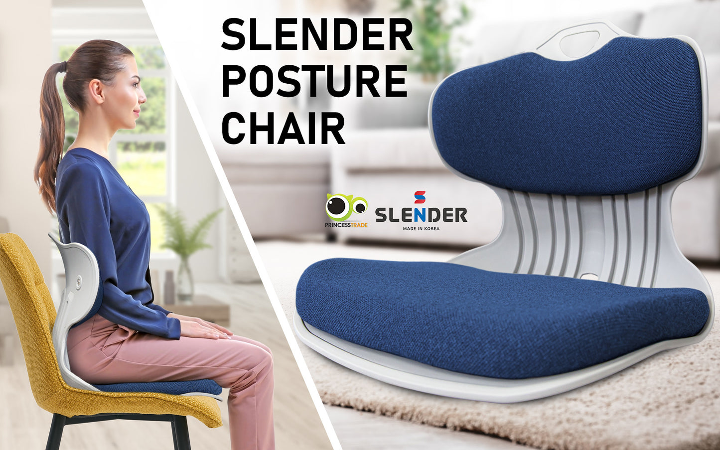 4X Slender Chair Posture Correction Seat Floor Lounge Padded Stackable BLUE