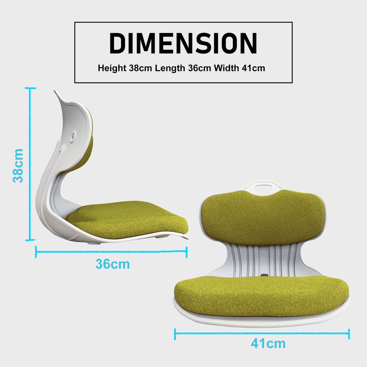 2X Slender Chair Posture Correction Seat Floor Lounge Padded Stackable LIME