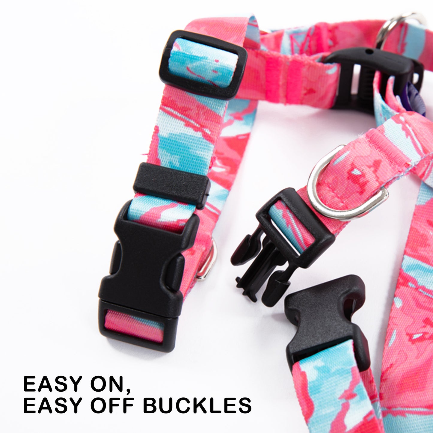 Dog Harness Double-Lined Straps Adjustable L - Marble Pink