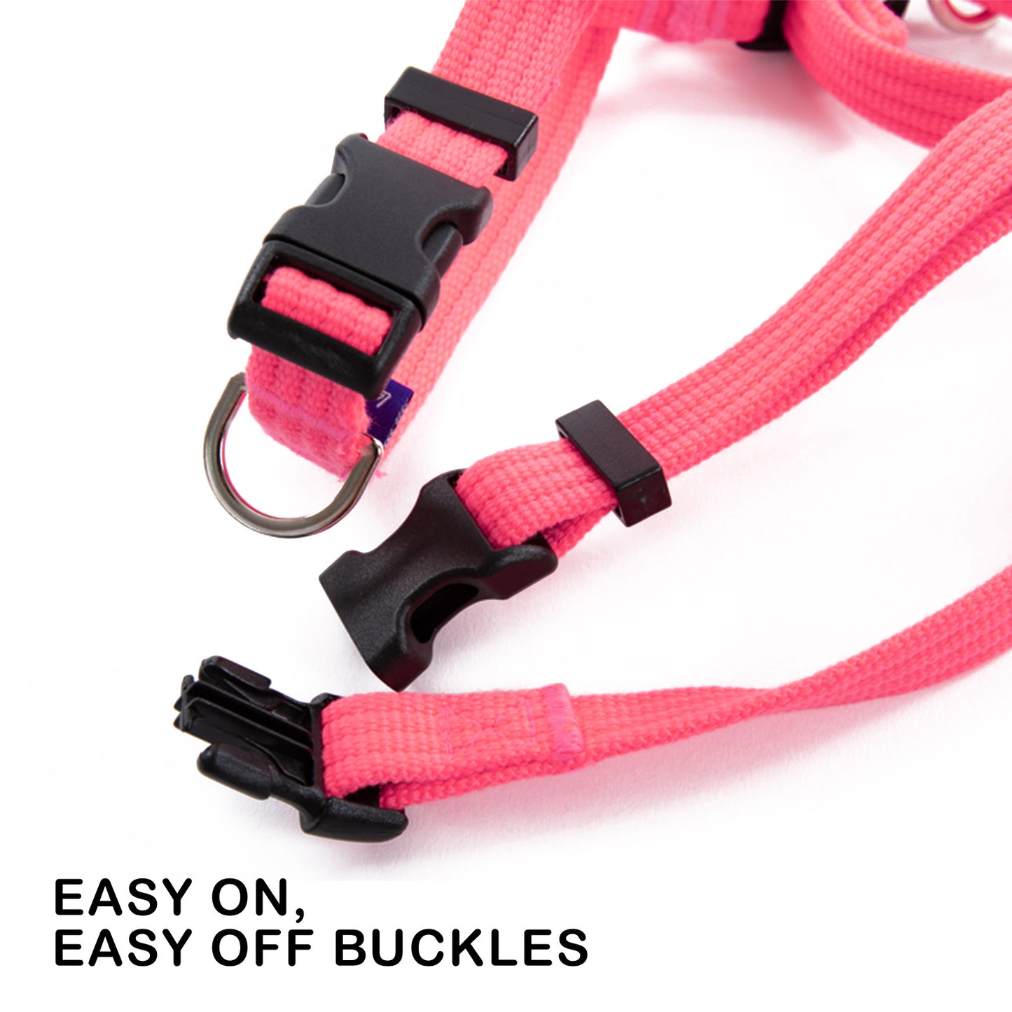 Dog Harness Double-Lined Straps Adjustable L - Neon Carol-Pink