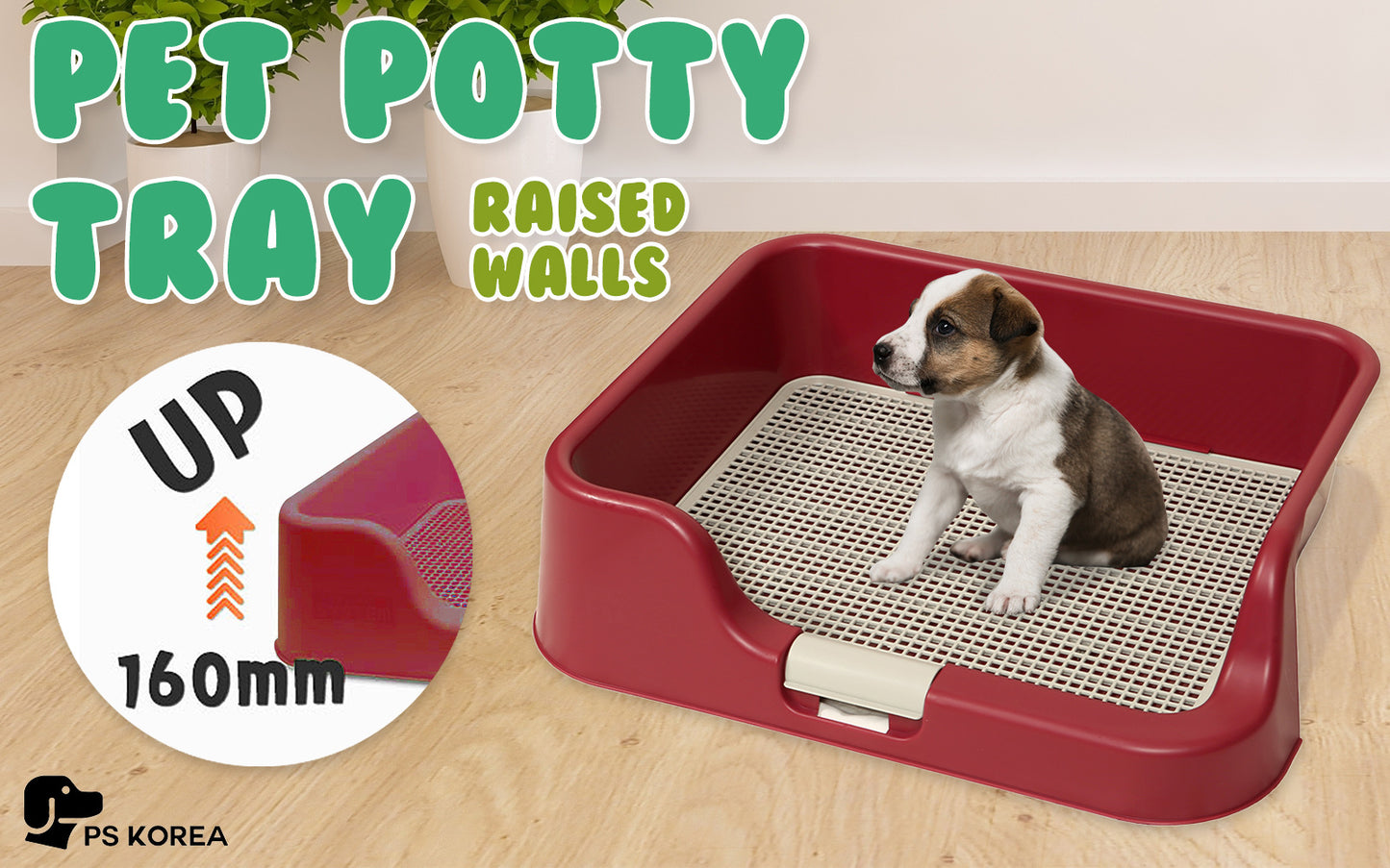 Dog Pet Potty Tray Training Toilet Raised Walls T1 - Wine