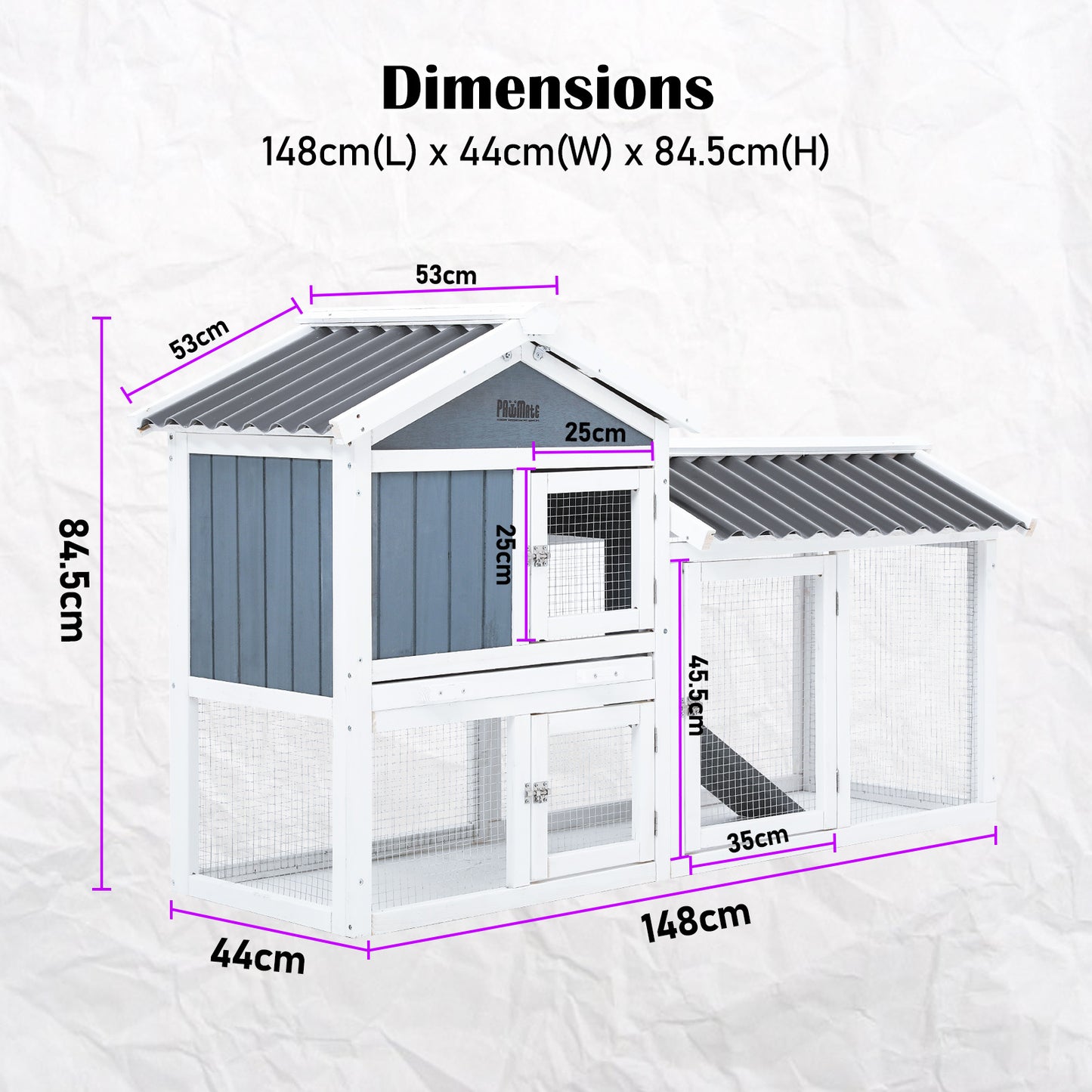 Rabbit Hutch Chicken Coop 147cm 2 Storey Pet Cage Run - GRACIE