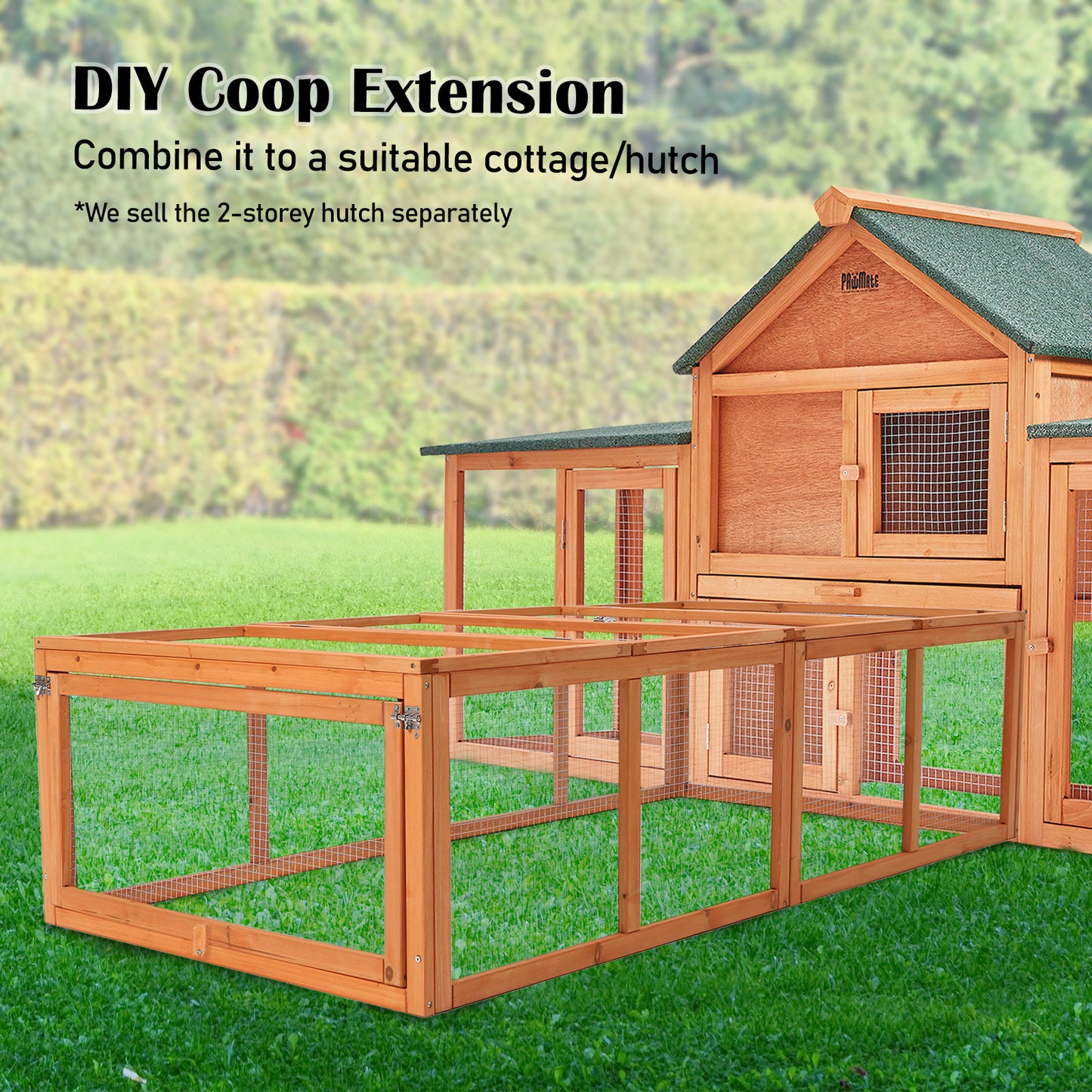 Paw Mate Chicken Coop Rabbit Hutch Extension Run 180 x 90 x 48cm - Runey