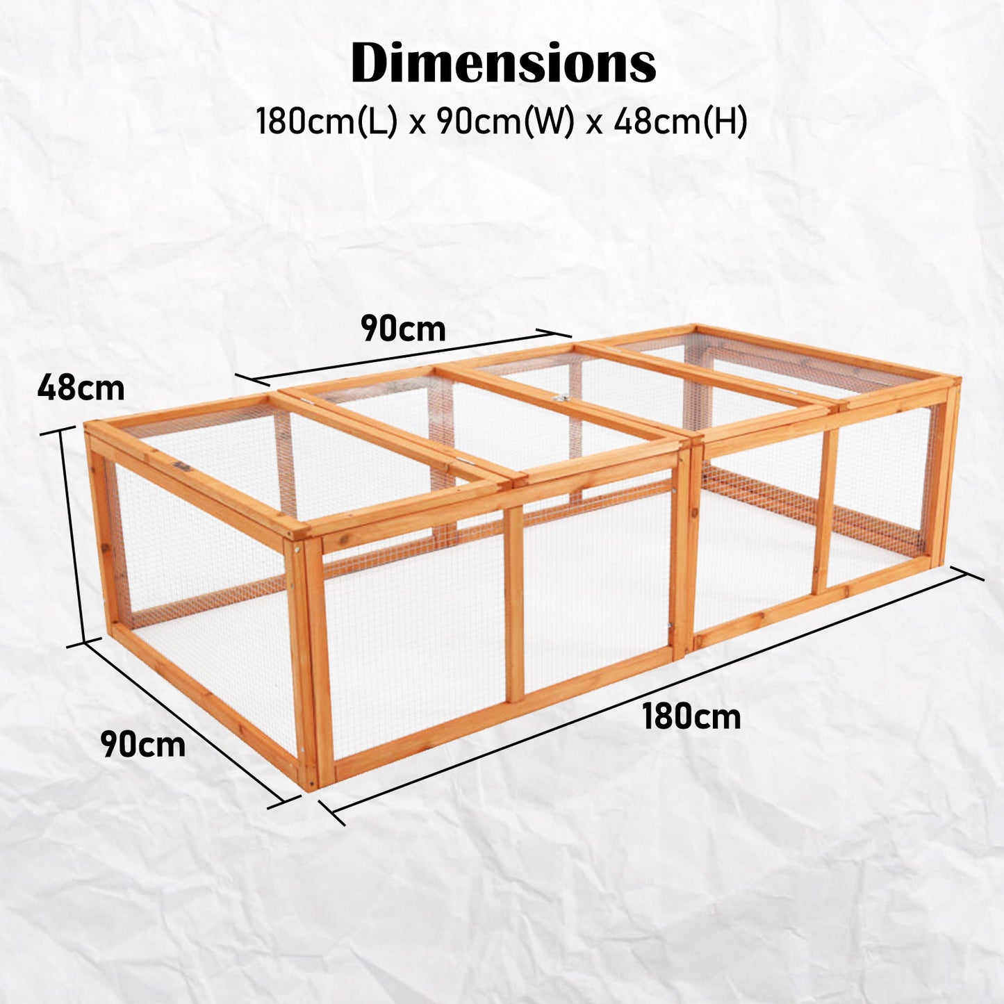 Paw Mate Chicken Coop Rabbit Hutch Extension Run 180 x 90 x 48cm - Runey