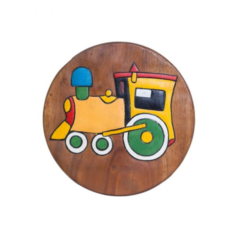 Children's Chair Hand Carved Wooden Train Locomotive Theme