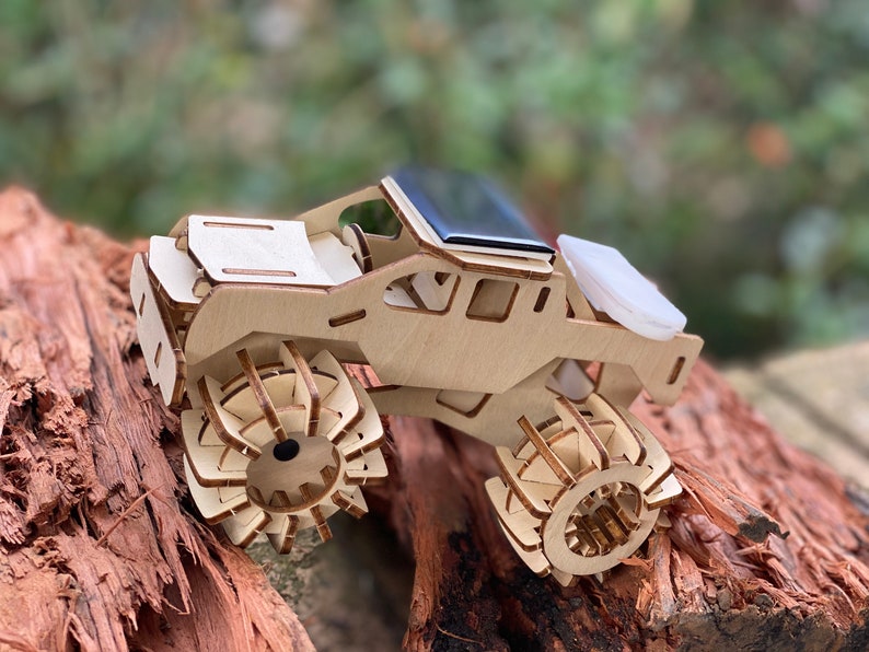 Model Car 3D Plywood Puzzle - Build and Paint Your Own 4x4 Truck Craft Kit with Motor (Solar or Battery)