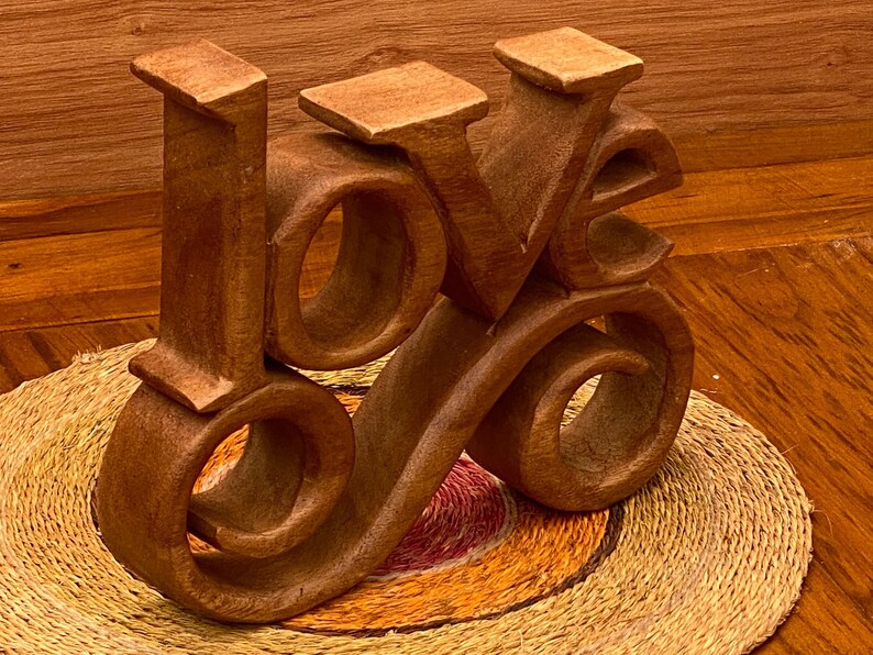 Mother's Day Gift Wooden Carved LOVE Words Decoration - 27cm Long