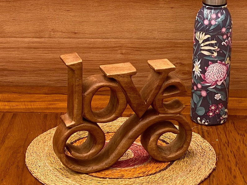 Mother's Day Gift Wooden Carved LOVE Words Decoration - 27cm Long