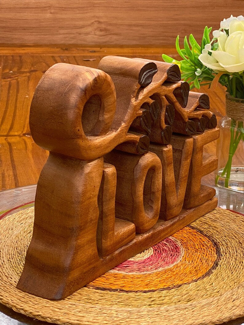 Mother's Day Gift Wooden Carved LOVE Words Decoration - 33cm Long