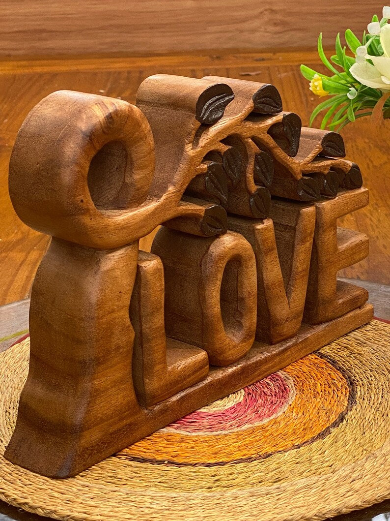 Mother's Day Gift Wooden Carved LOVE Words Decoration - 33cm Long