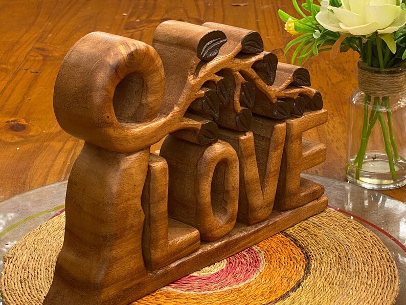 Mother's Day Gift Wooden Carved LOVE Words Decoration - 33cm Long