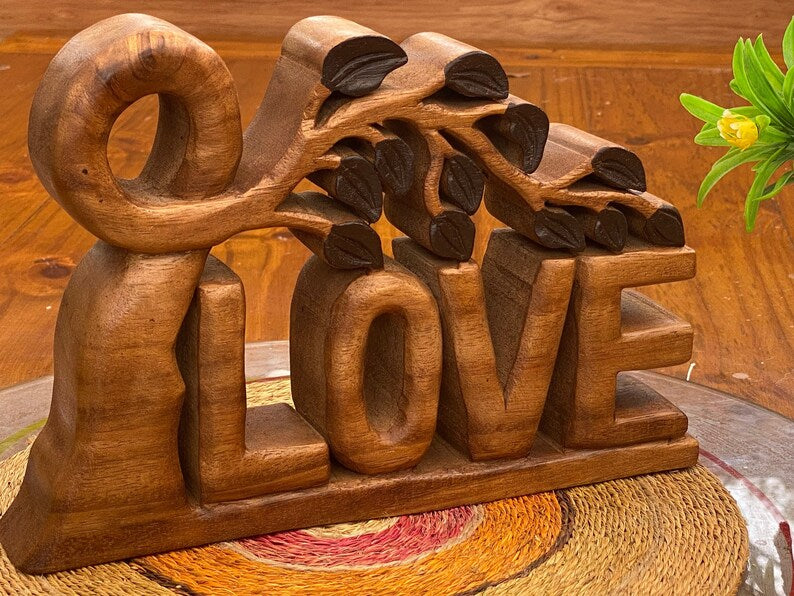 Mother's Day Gift Wooden Carved LOVE Words Decoration - 33cm Long