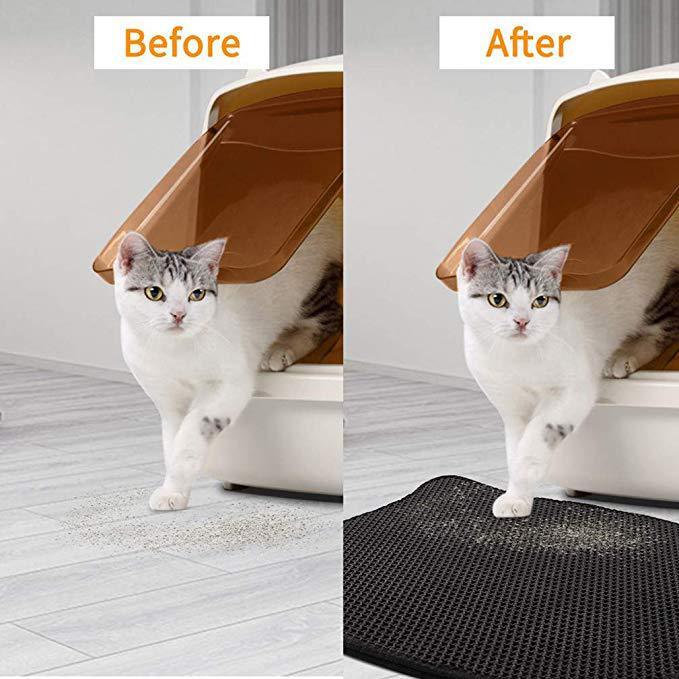 2 X Double Layer Cat Litter Tray Trap Mat Catch Cat Litter House Box Pad Toilet Mat