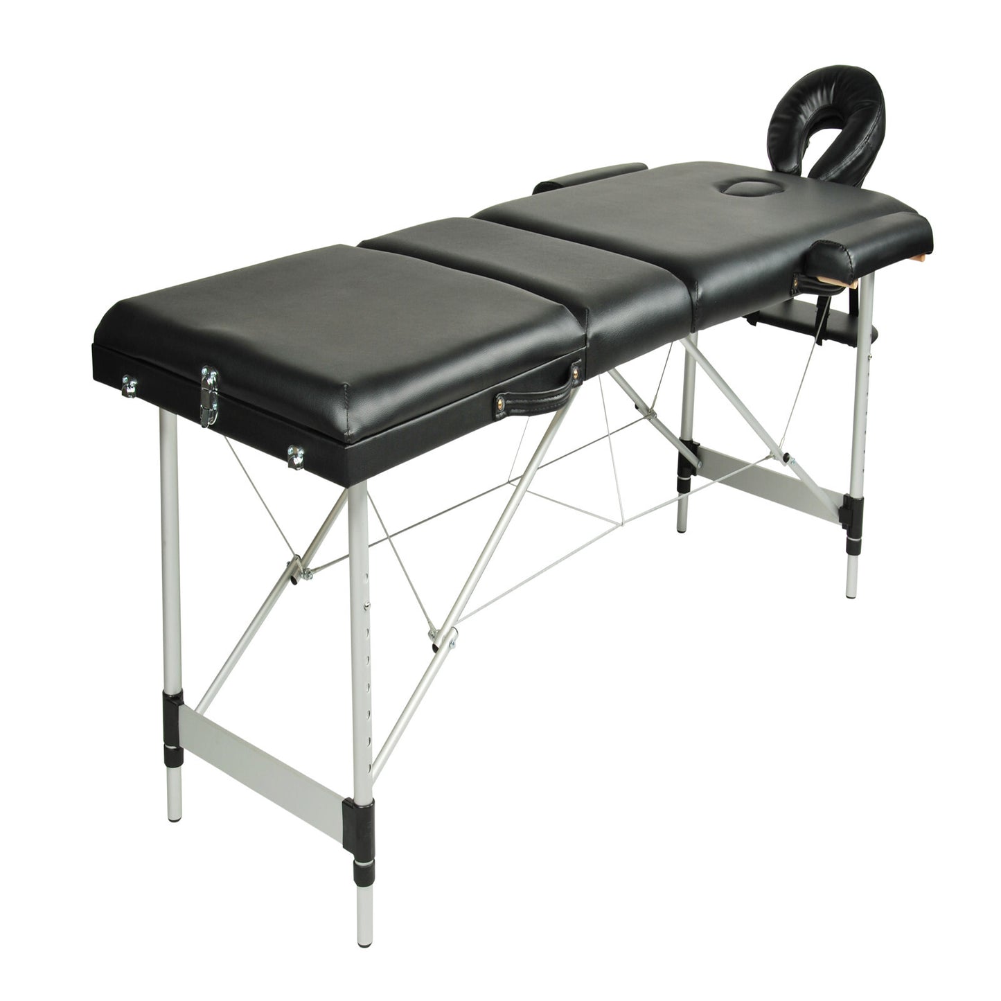 Black 3 Fold Portable Aluminium Massage Table Massage Bed Beauty Therapy