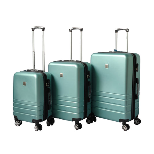 ABS Luggage Suitcase Set Expandable 3 Piece Code Lock Travel Carry Bag Trolley - Green
