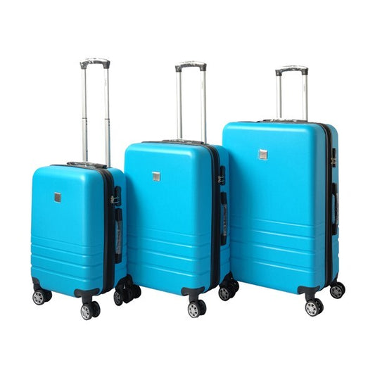 ABS Luggage Suitcase Set Expandable 3 Piece Code Lock Travel Carry Bag Trolley - Aqua