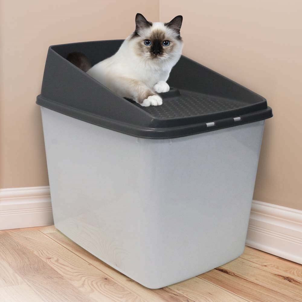 Cat Litter Box XL Top Entry No Mess Large Enclosed Covered Kitty Tray