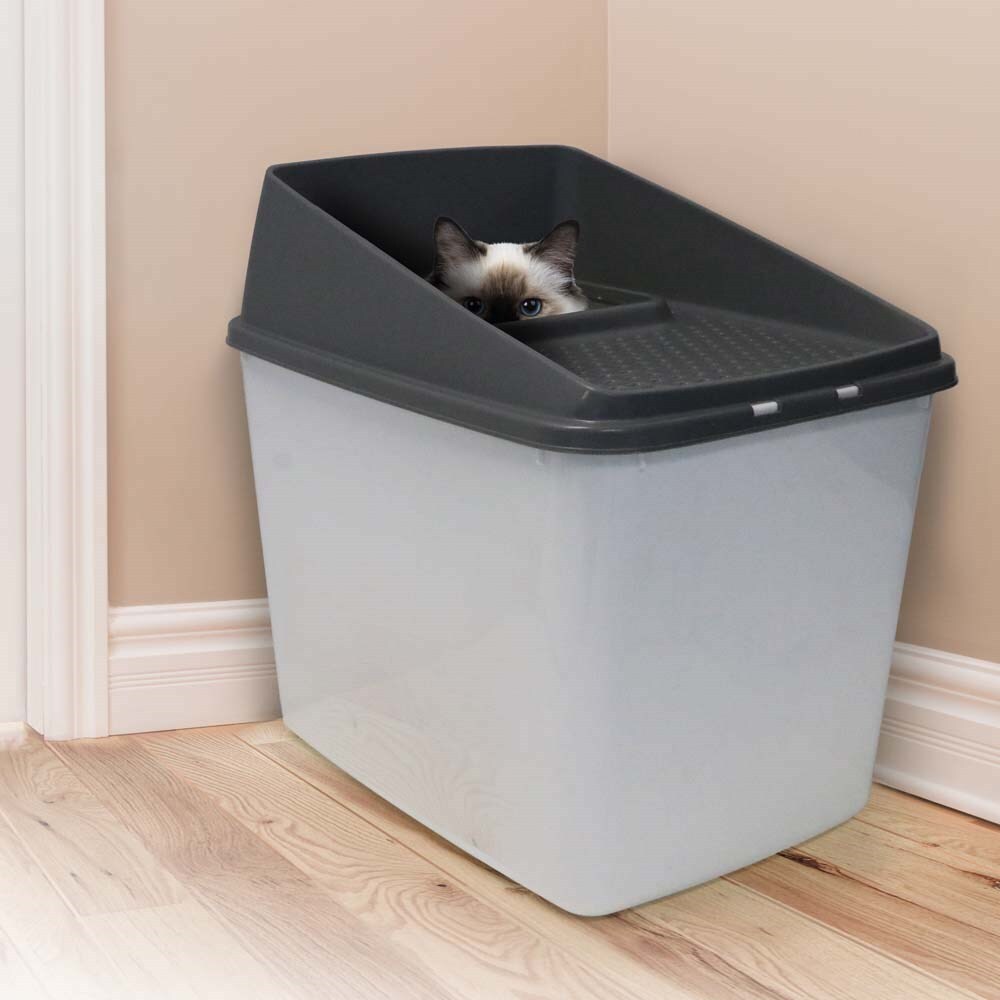 Cat Litter Box XL Top Entry No Mess Large Enclosed Covered Kitty Tray