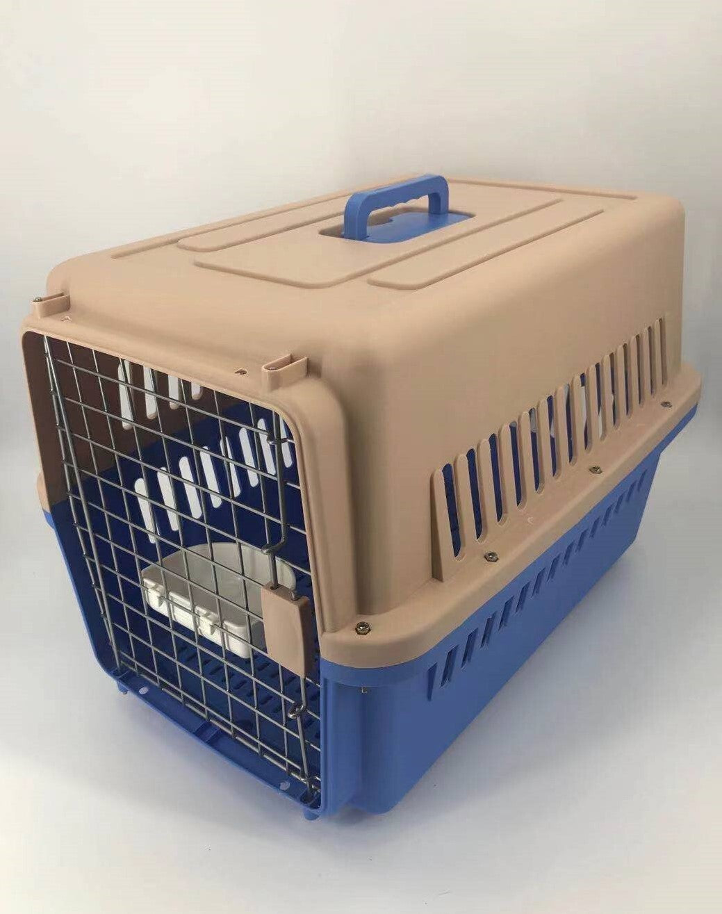 Large Dog Cat Crate Pet Carrier Rabbit Airline Cage Tray Bowl Blue