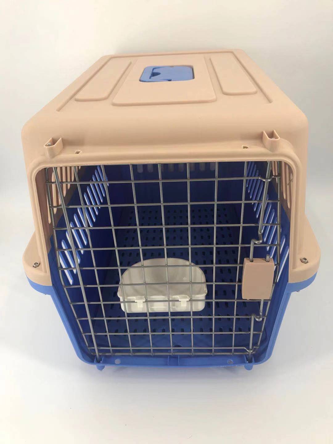 Large Dog Cat Crate Pet Carrier Rabbit Airline Cage Tray Bowl Blue