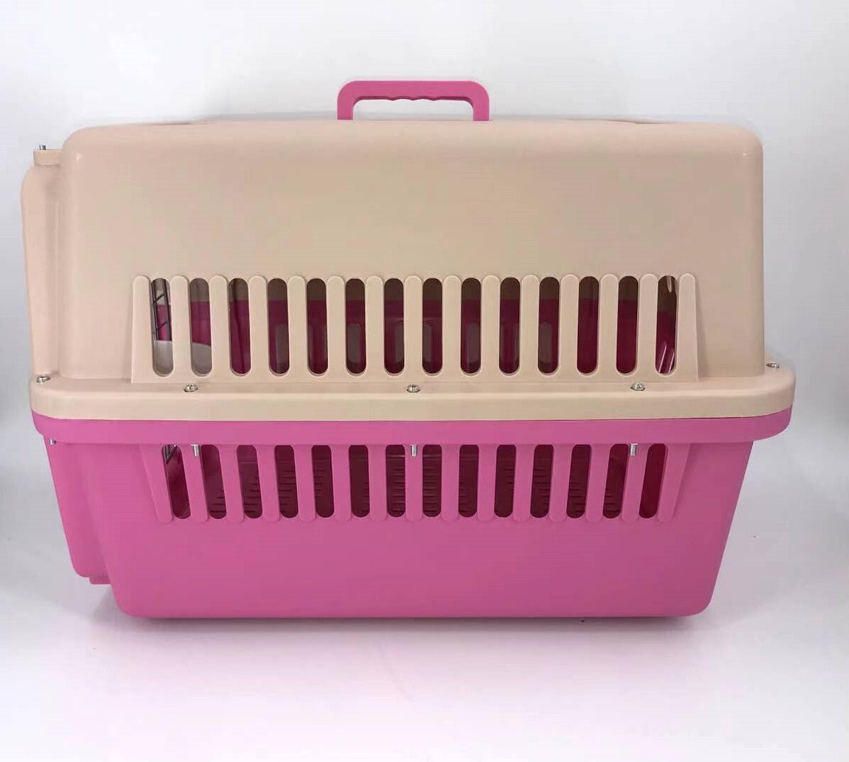 Large Dog Cat Crate Pet Carrier Airline Rabbit Cage Tray Bowl Pink