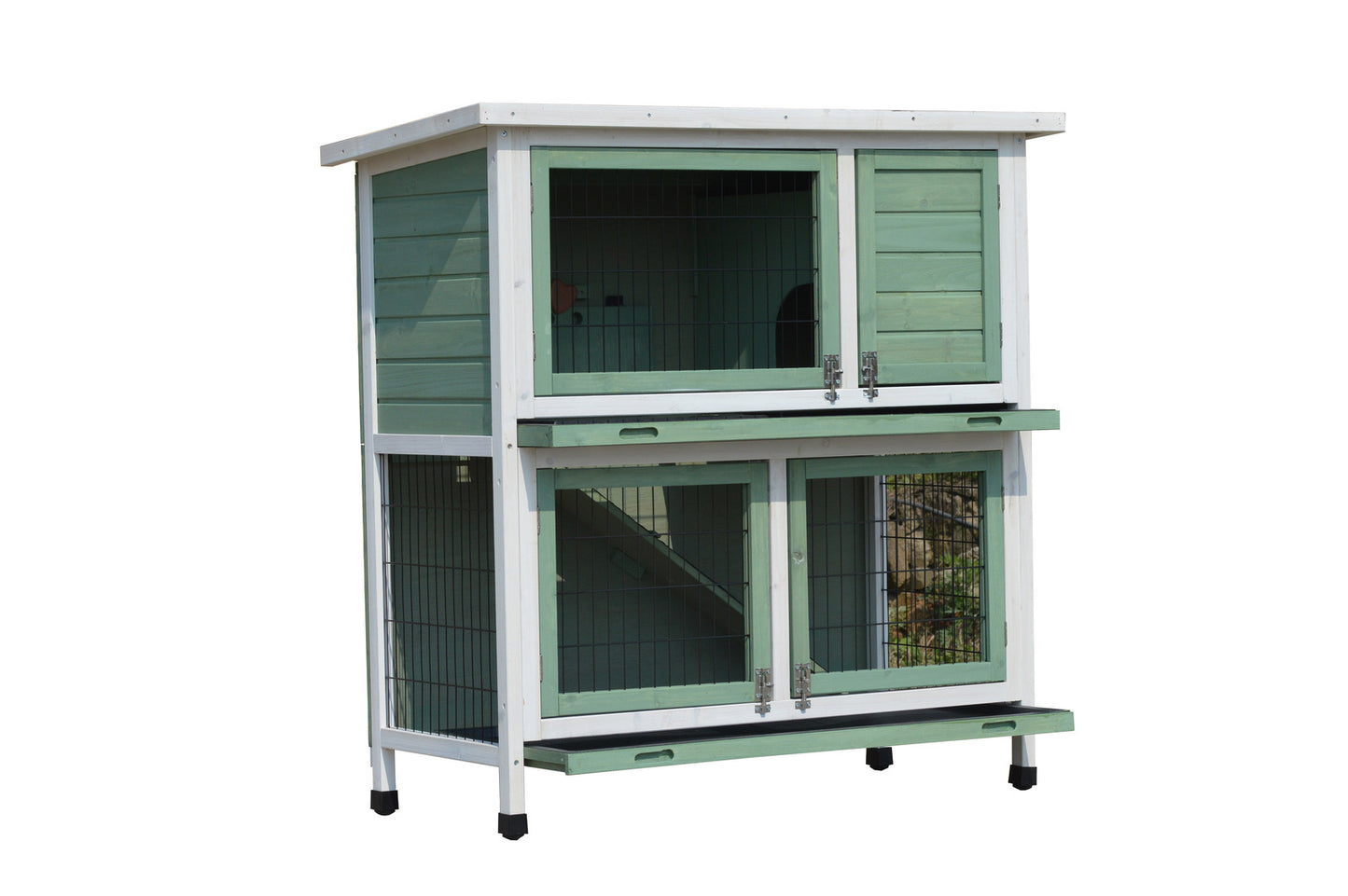 Rabbit Hutch Green Large Double Storey Guinea Pig Ferret Cage