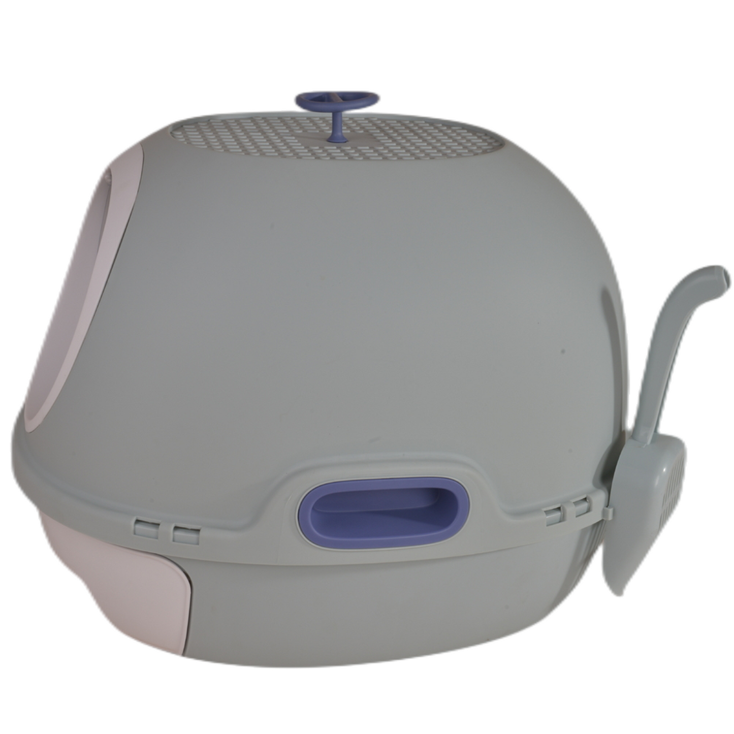 Cat Toilet Litter Box Hooded Tray House with Drawer and Scoop - Blue