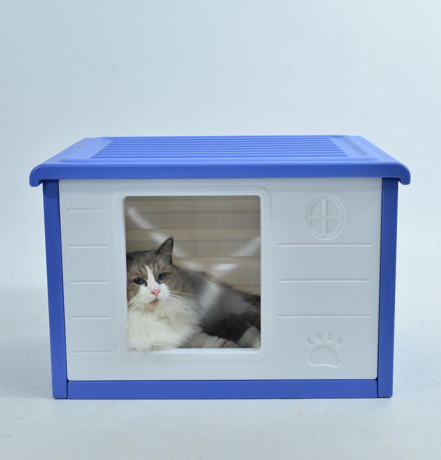 Pet House Small Plastic Dog Puppy Cat Kennel - Blue