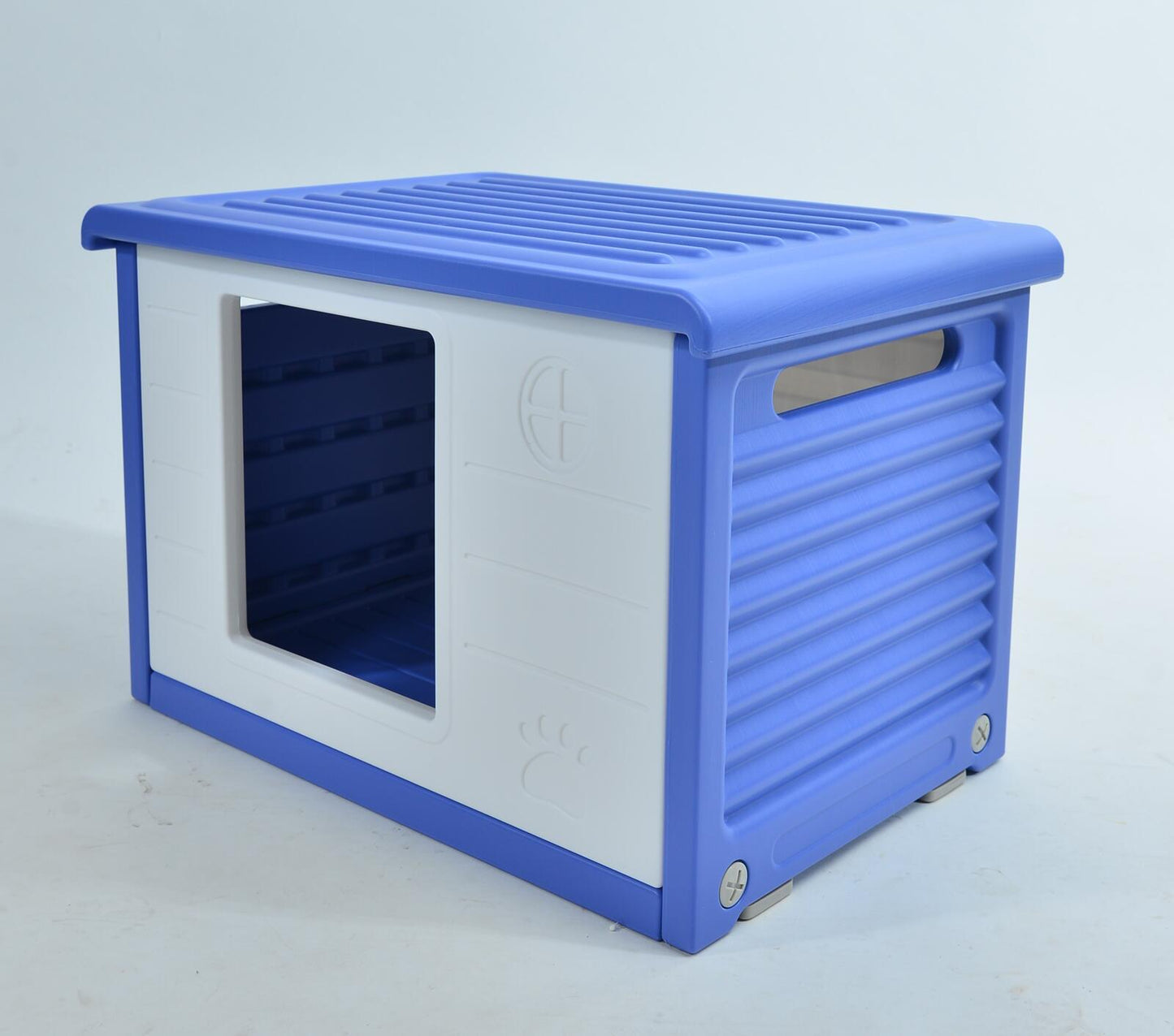 Pet House Small Plastic Dog Puppy Cat Kennel - Blue