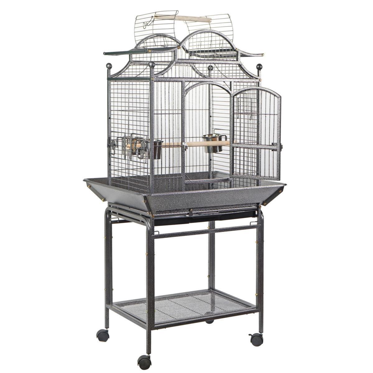 Large Bird Budgie Cage Parrot Aviary Carrier with Stand & Wheels