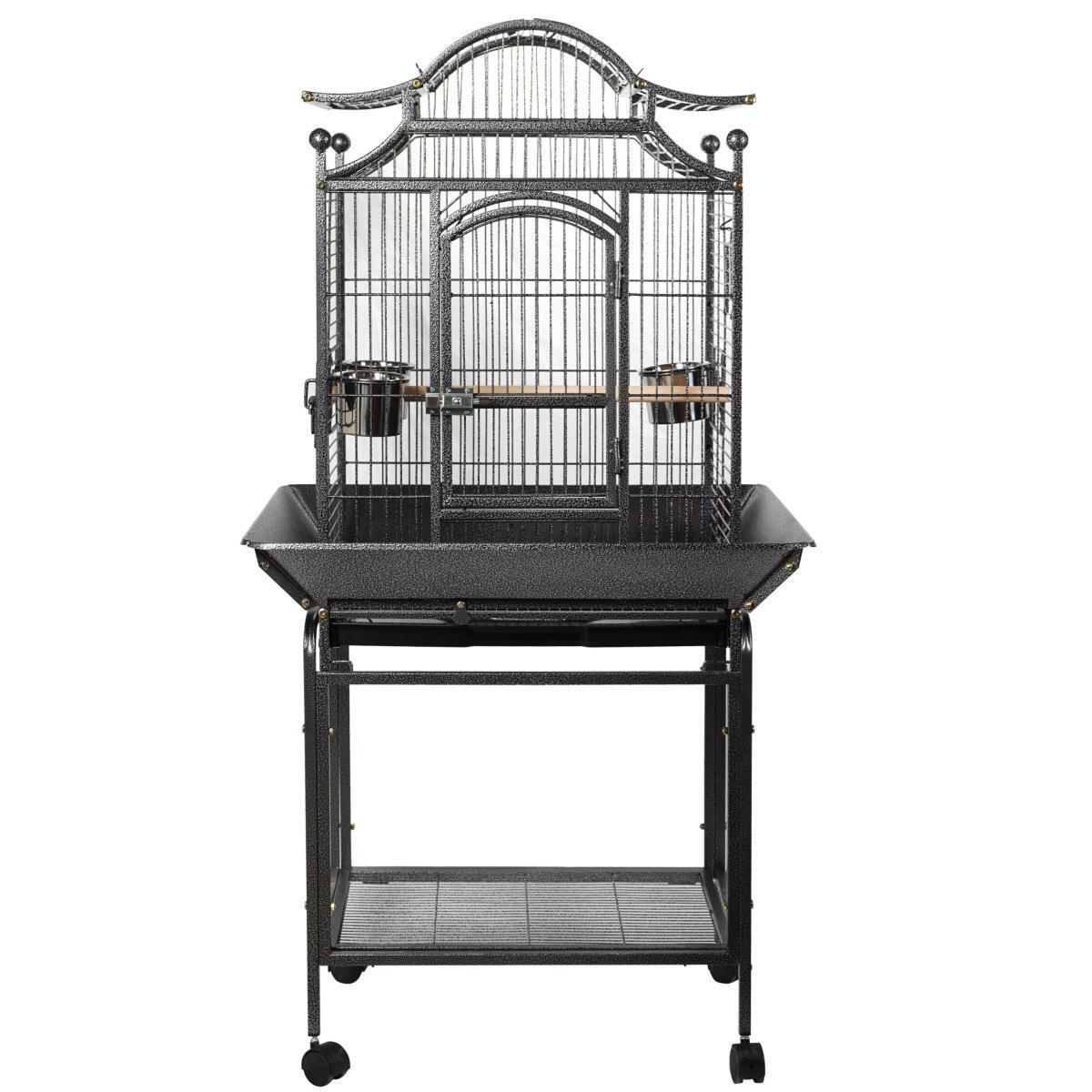 Large Bird Budgie Cage Parrot Aviary Carrier with Stand & Wheels