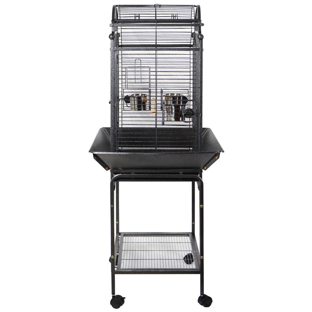 Large Bird Budgie Cage Parrot Aviary Carrier with Stand & Wheels