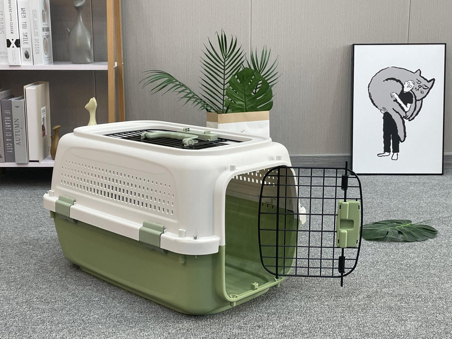 Pet Crate Small Carrier for Dog, Cat, Rabbit, Kitten, Parrot Cage - Green