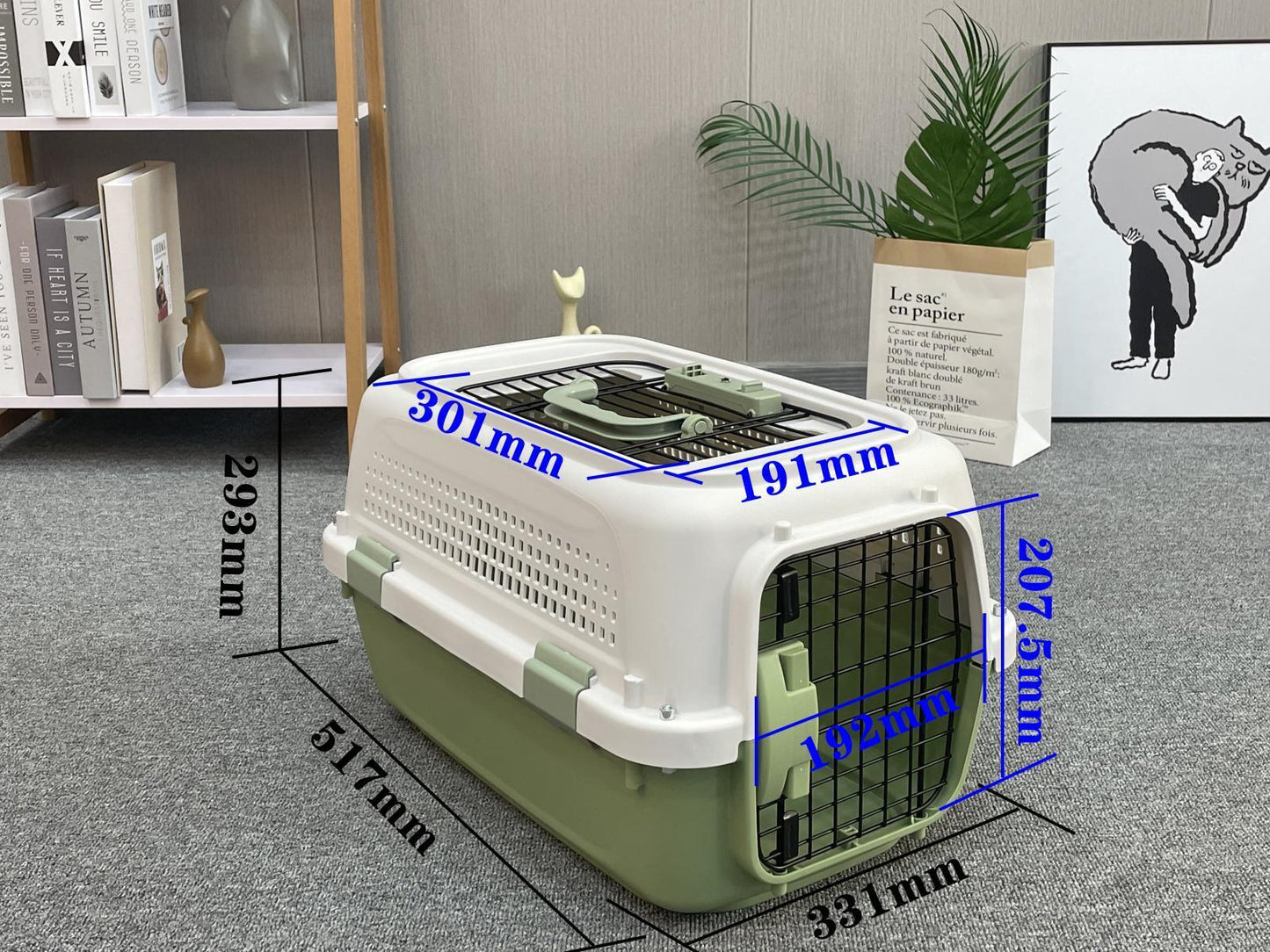 Pet Crate Small Carrier for Dog, Cat, Rabbit, Kitten, Parrot Cage - Green