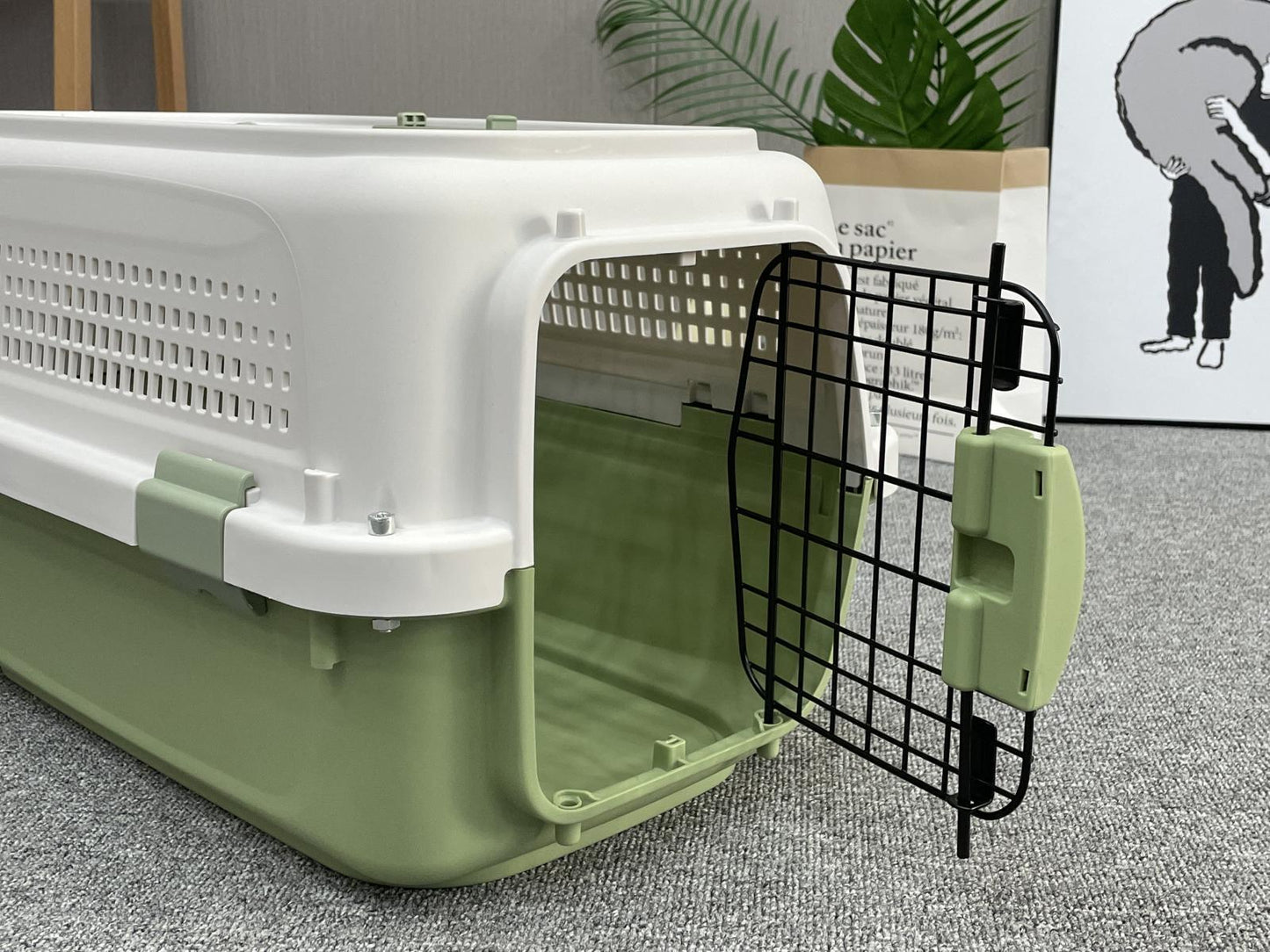 Pet Crate Medium Carrier for Dog, Cat, Rabbit, Kitten, Parrot Cage - Green