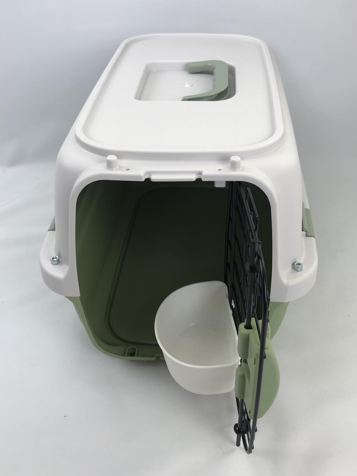 Pet Crate Medium Carrier for Dog, Cat, Rabbit, Kitten, Parrot Cage - Grey & Green