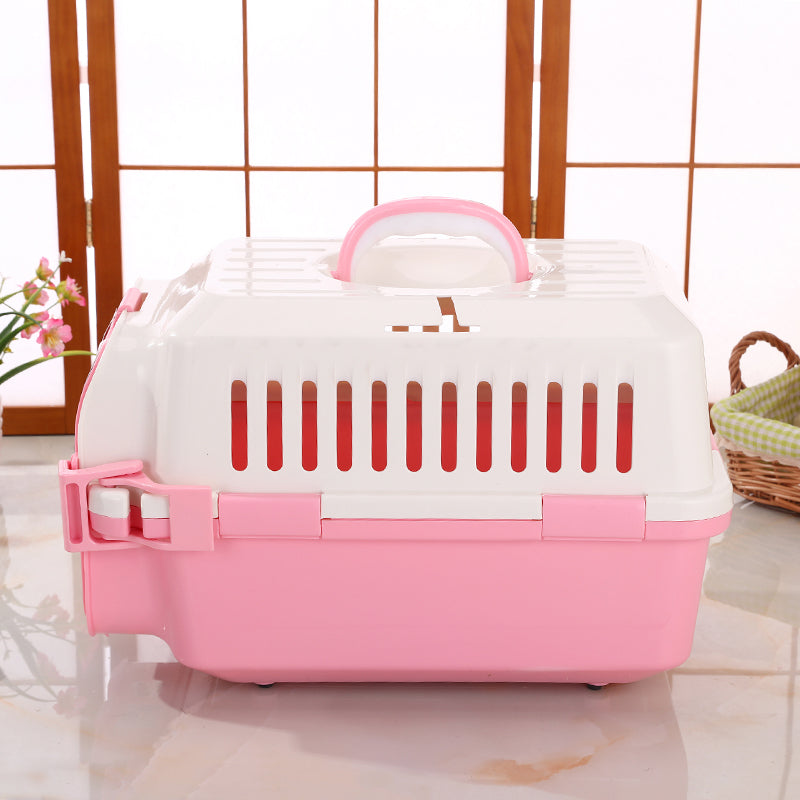 Small Pet Carrier Crate Dog Cat Rabbit Guinea Pig Cage with Tray - Pink