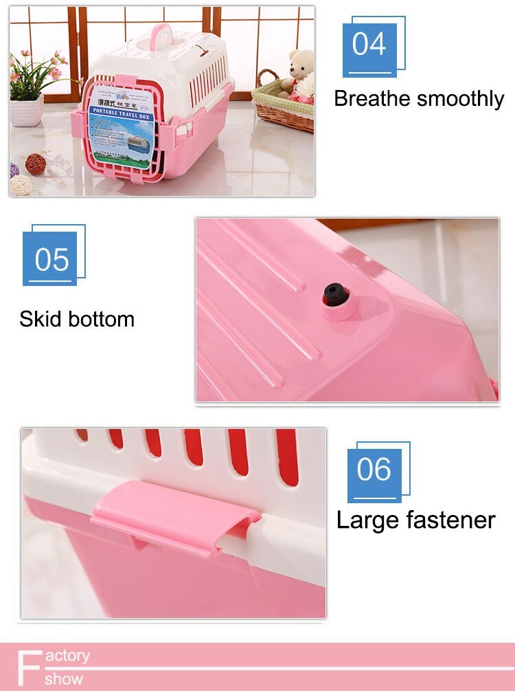 Small Pet Carrier Crate Dog Cat Rabbit Guinea Pig Cage with Tray - Pink