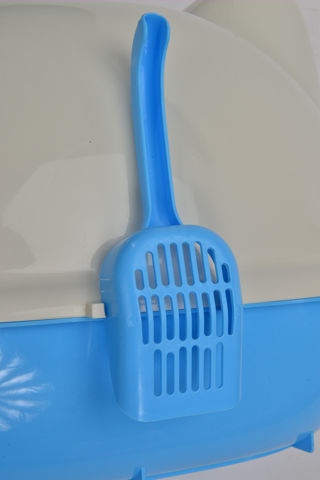 Cat Toilet Litter Box Large Hooded Tray House with Scoop - Blue