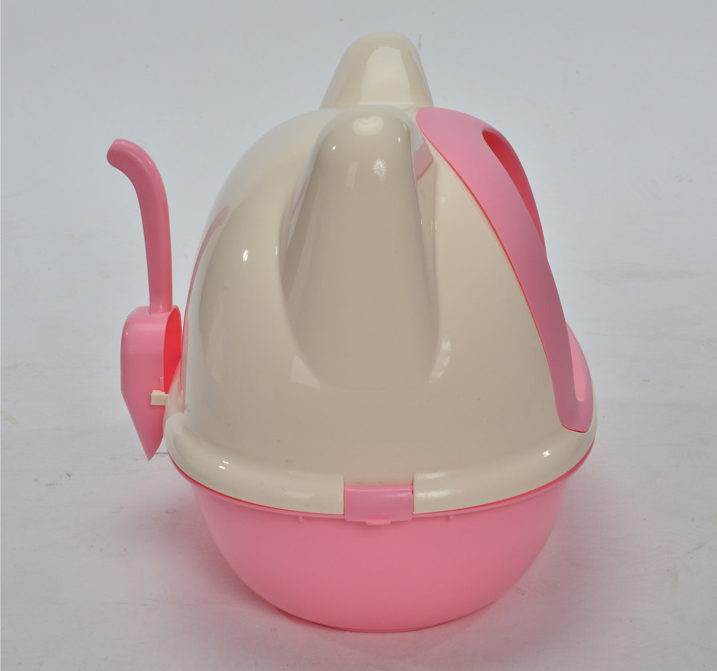 Cat Toilet Litter Box Large Hooded Tray House with Scoop - Pink