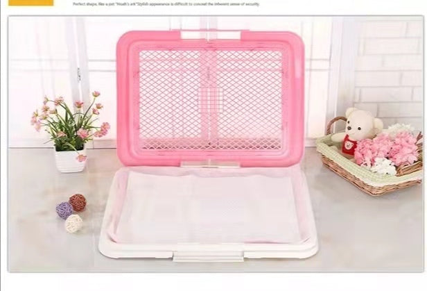 Dog Potty Training Tray Medium Portable Pet Puppy Toilet Loo Pad Mat - Pink