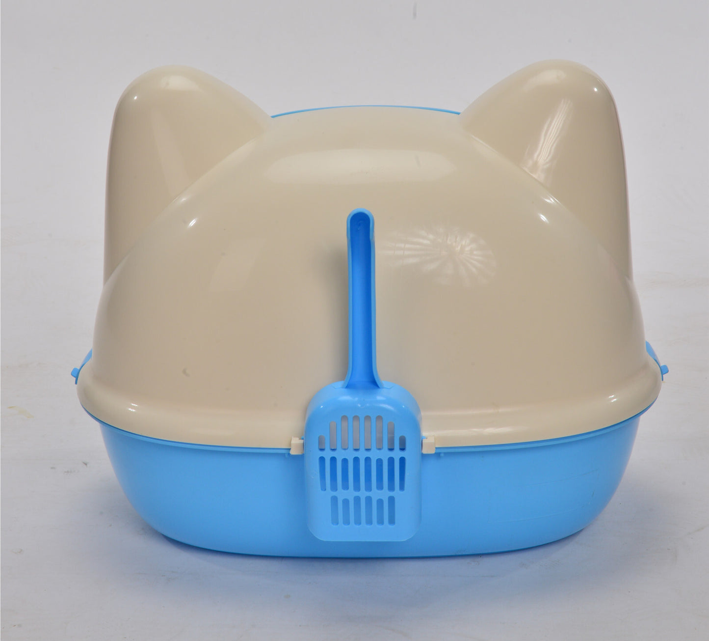 Cat Toilet Litter Box Medium Hooded Tray House with Scoop - Blue