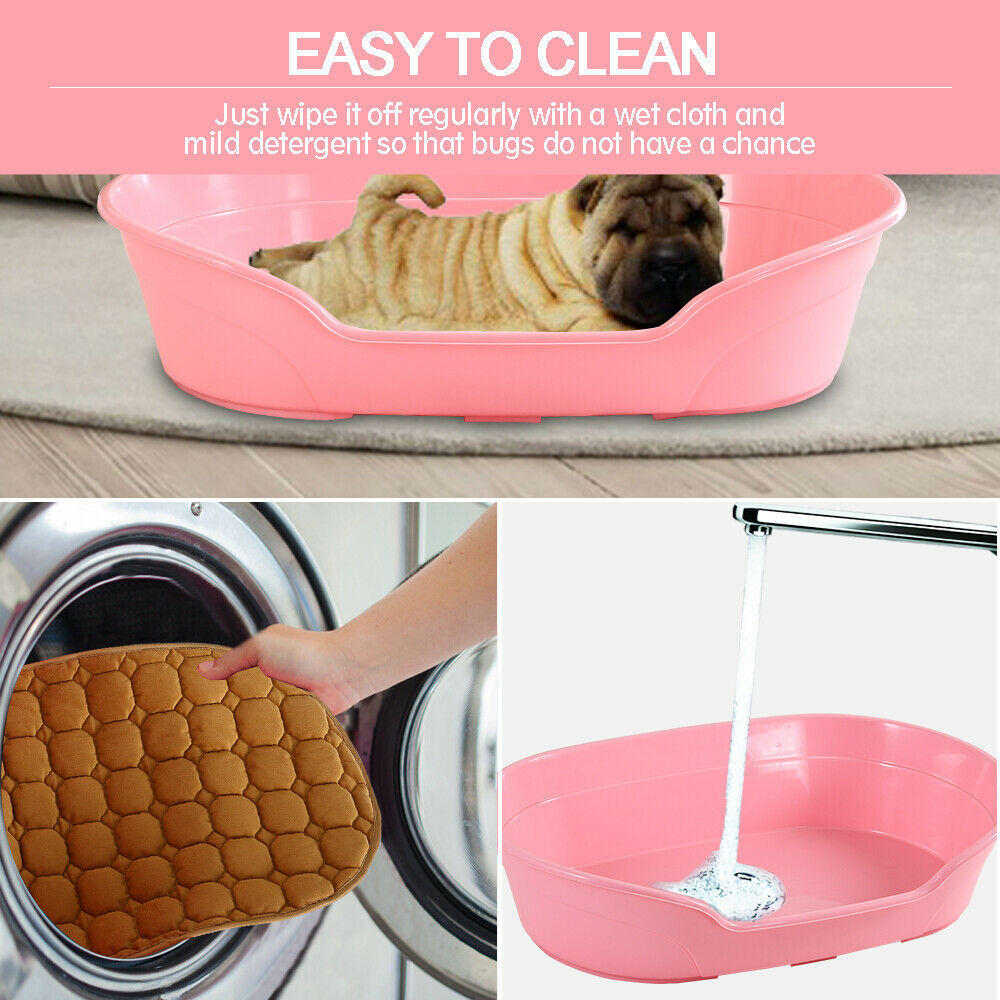 Pet Bed Small Plastic Dog Bedding Sleeping Resting Washable Basket - Pink