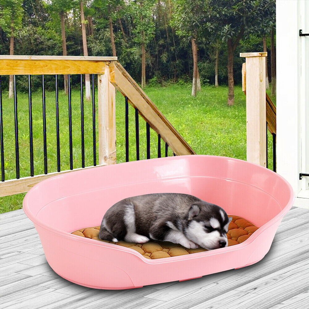 Pet Bed Small Plastic Dog Bedding Sleeping Resting Washable Basket - Pink