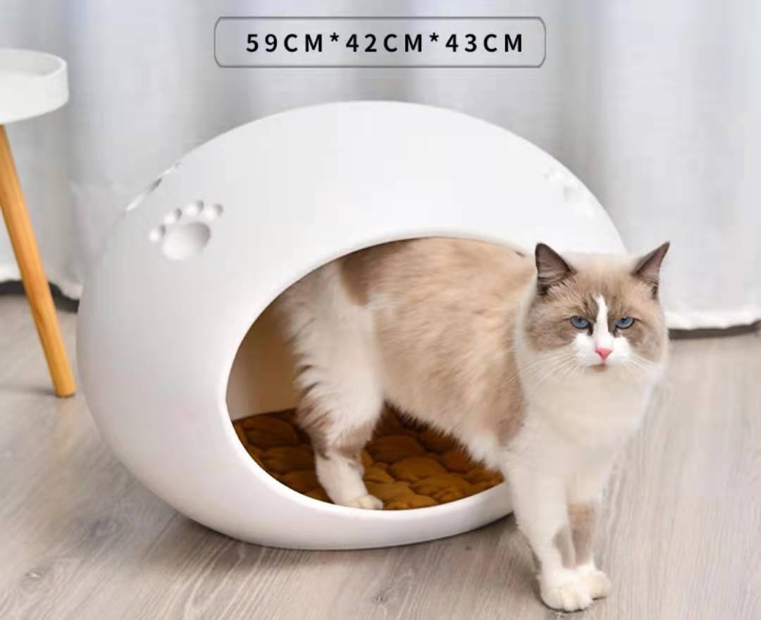 Cat Kitten Box Medium Cave Igloo Cat Bed House Dog Puppy House - White