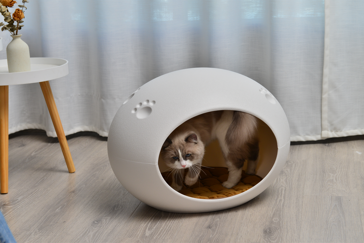 Cat Kitten Box Medium Cave Igloo Cat Bed House Dog Puppy House - White