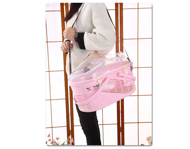 Pet Carrier Cage Dog Cat Rabbit Guinea Pig Ferret with Mat Pink Small