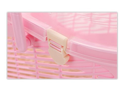 Pet Carrier Cage Dog Cat Rabbit Guinea Pig Ferret with Mat Pink Small