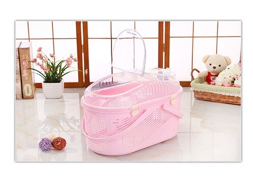 Pet Carrier Cage Dog Cat Rabbit Guinea Pig Ferret with Mat Pink Small